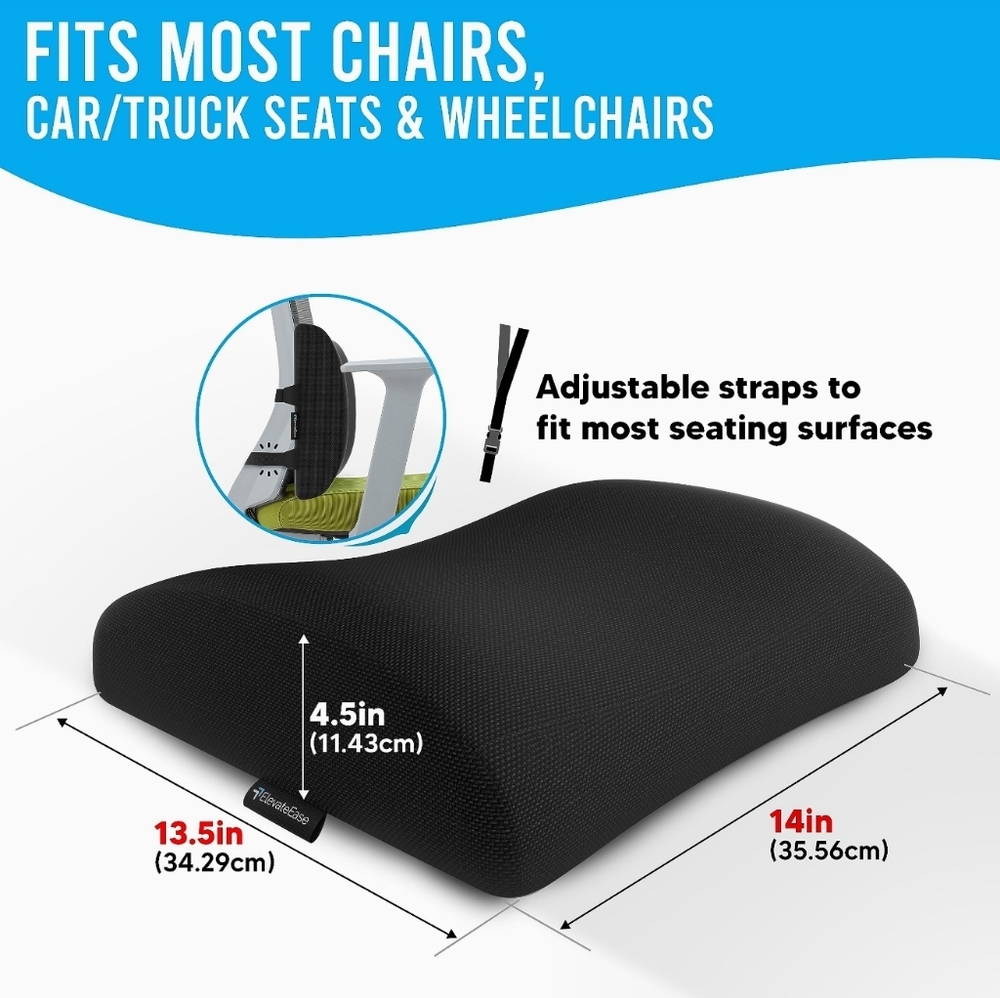 Breathable Lumbar Support Pillow w/Mesh & Velvet Covers Memory Foam - Picture 2 of 6
